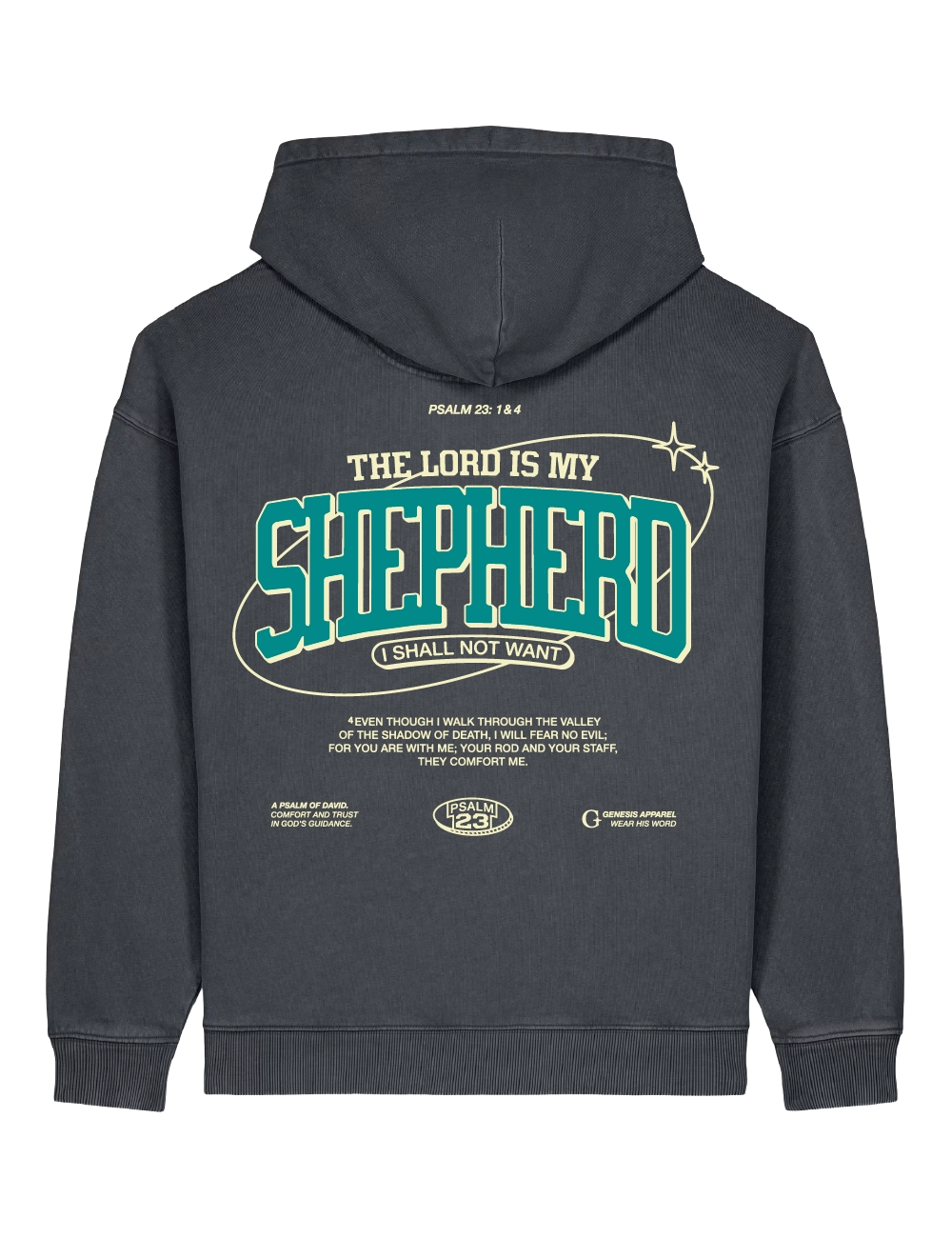 Psalm 23 Oversized Hoodie Vintage Black