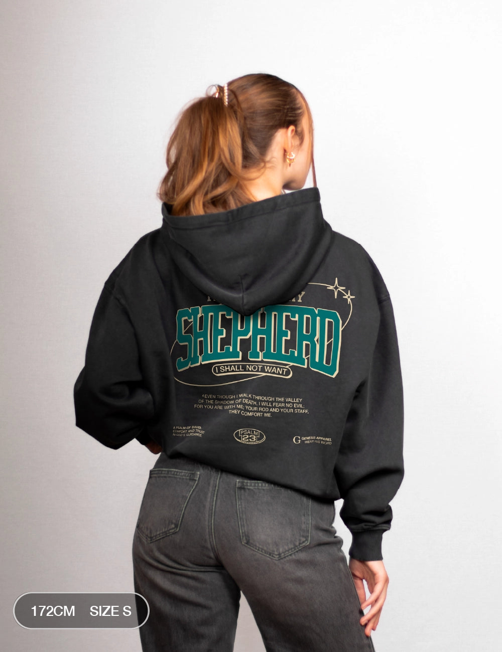 Psalm 23 Oversized Hoodie Vintage Black