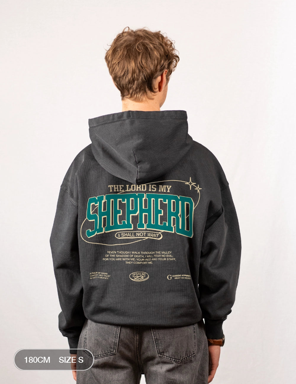 Psalm 23 Oversized Hoodie Vintage Black