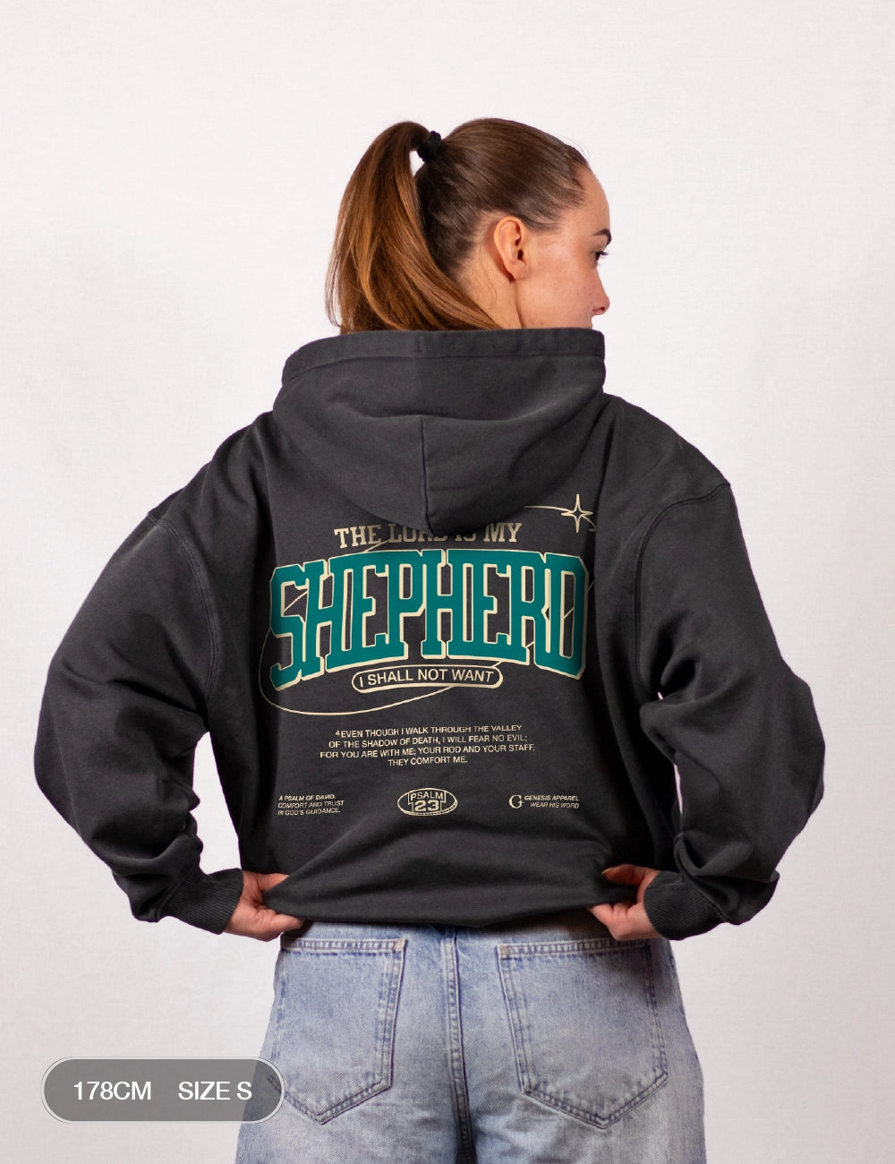 Psalm 23 Oversized Hoodie Vintage Black